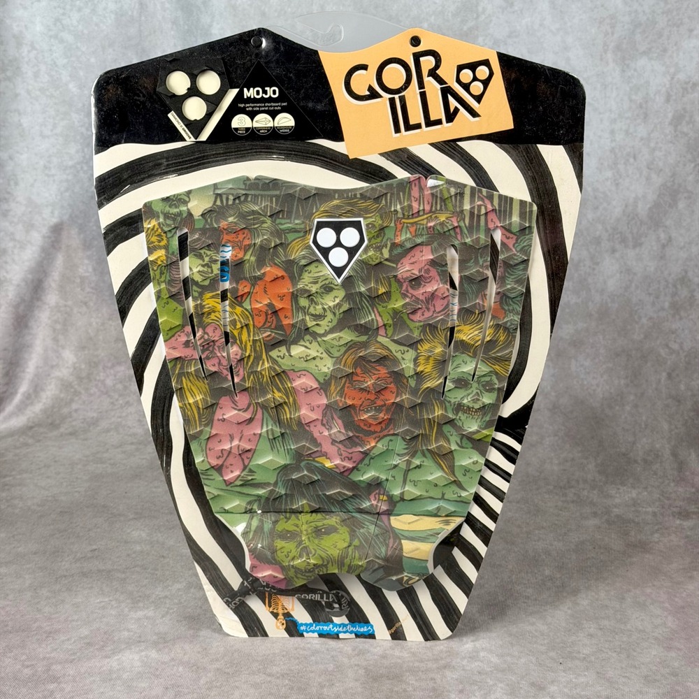 Gorilla Mojo Surfboard Traction Pad 3 Piece Zombie Graphic Shortboard Grip